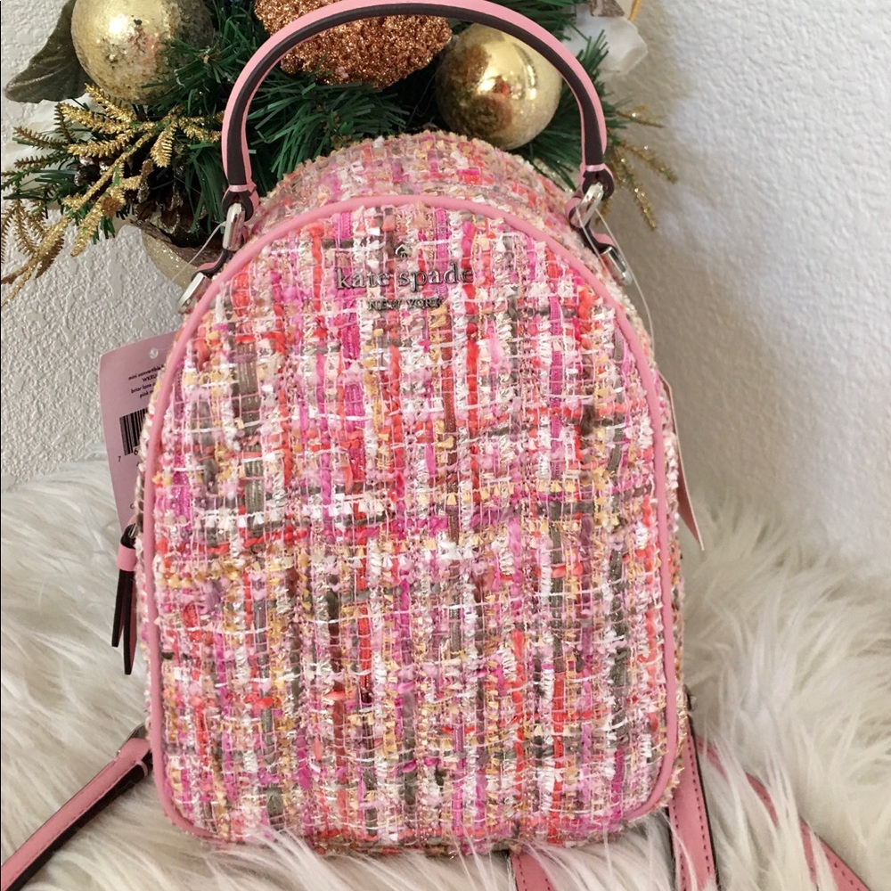 Kate spade mini Pink Boucle convertible backpack